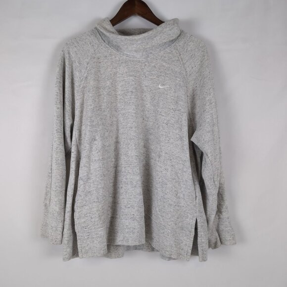Nike Women's Light Grey Heathered Mockneck Sweater Pullover, Large - Picture 1 of 8